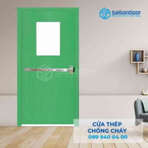 Cửa Thép Chống Cháy P1G1 xanh thoan thoat hiem